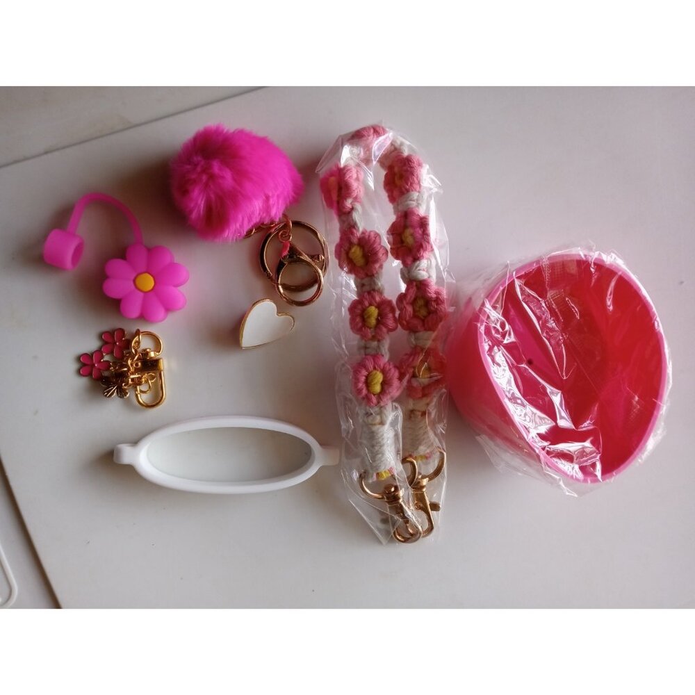 Silicone Boot And Charms For A 30 & 40 Oz  Tumblr Hot Pink